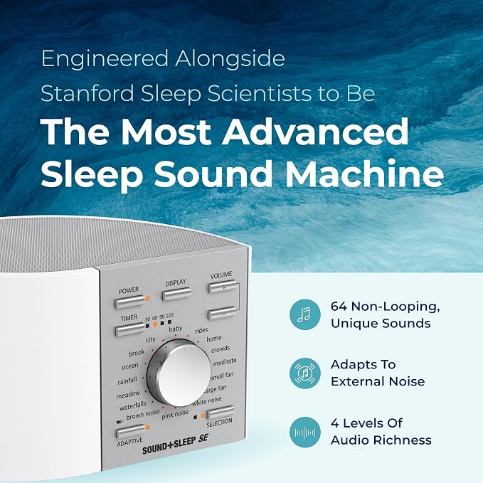 Adaptive Sound Technologies Sound + Sleep SE White Noise Machine, White | White Noise Machine for Focus Support with a Convenient Sleep Timer, Built-in Headphone Jack, and Precision Volume Settings