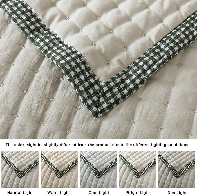 WDCOZY Wheat Oversized King Quilt Set, California Cal King Rustic Bedspread, Lightweight Soft Farmhouse Coverlet, Spring Summer Thin Comforter, 3 Pieces, 2 Pillow Shams, 116x106 inches