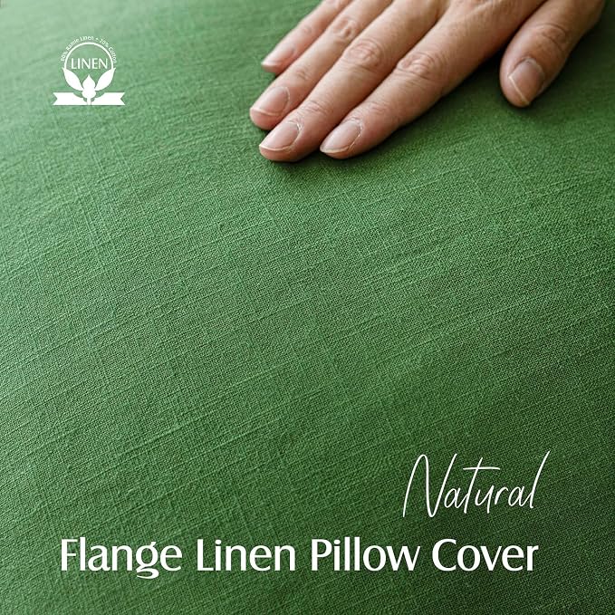Foindtower Linen Solid Decorative Throw Pillow Covers 22x22 Forest Green | Pack of 2 Boho Farmhouse Morden Pillowcase,Accent Rustic Cushion Covers,Home Decor for Chair Couch Sofa Bedroom Living Room