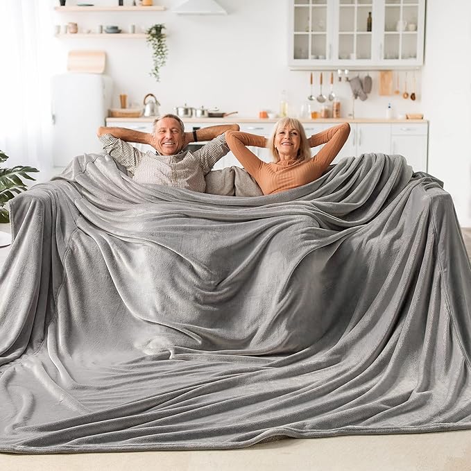 BEDELITE Fleece Blanket Soft Plush Oversized Bed Blanket Grey 120"x120" | Ultra Soft Plush Fleece, Lightweight Warmth, All Season Comfort, Fade Resistant, Machine Washable, Perfect for Sharing
