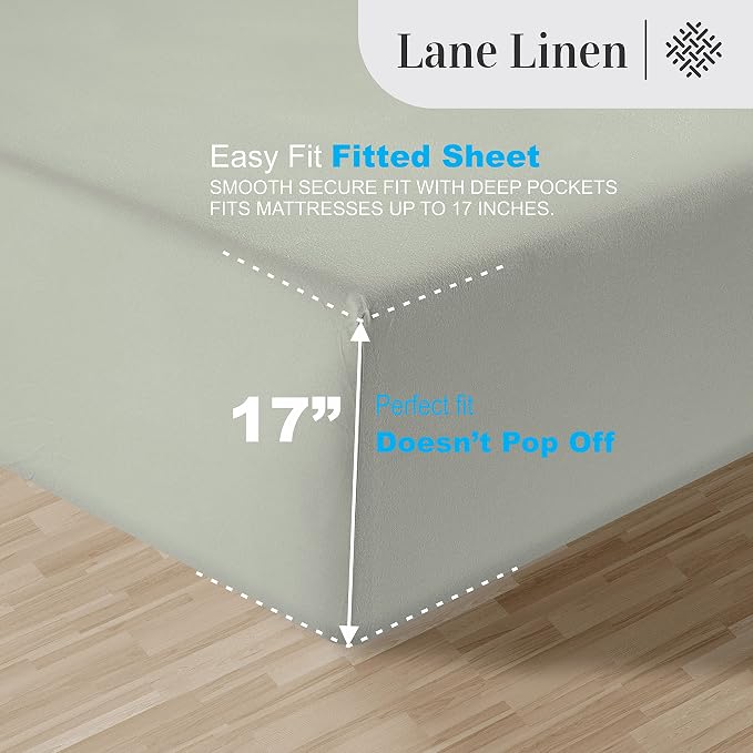 LANE LINEN 100% Egyptian Cotton Bed Sheets sábanas Queen, Soft & Comfy Luxury Hotel Like Thick Bedding Sheets & Pillowcase Set, Machine Wash Cooling 16'' Queen Deep Pocket Sheet Set Driftwood Grey