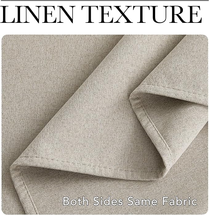 NICETOWN 100% Blackout Curtains for Bedroom 84 inches Long Linen Textured | Thermal Insulated & Noise Reducing Draperies for Living Room, Farmhouse Style Full Light Blocking, W52 x L84 in, 2 PCs, Beige