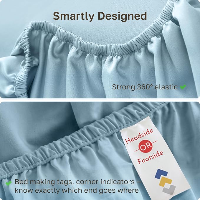 California Design Den 100% Cotton Sateen Twin XL Fitted Sheet, Sky Blue | 400 Thread Count Backed by Good Housekeeping Seal, All-Around Elastic, No-Pop Fit, Durable, OEKO-TEX
