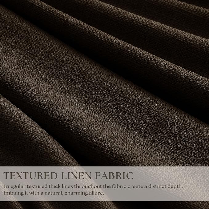 Pleat Chocolate Brown Curtains 108 Inches Long 2 Panels Set for Living Room | Memory Shape, Pinch Pleated Drapes, 100% Black Out, Thick Linen Blend, with Hooks Rings, Back Tab, for Ceiling Office 9 FT