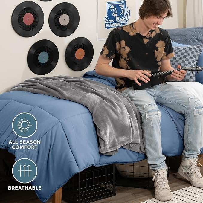 Bare Home Comforter Set - 1800 Ultra Soft (Twin/Twin XL, Coronet Blue) | All-Season, Breathable, Hypoallergenic, Premium 1800, Warm, Cozy