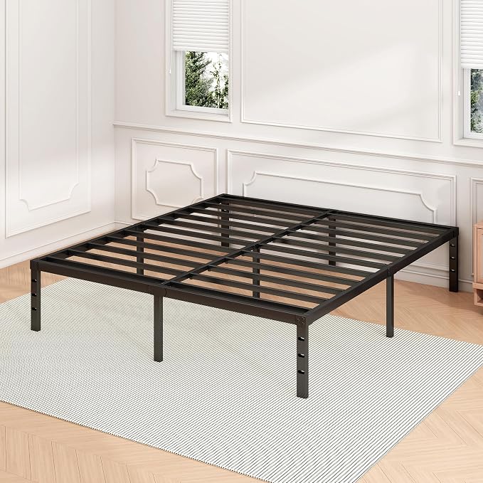 Hafenpo 16 Inch Full Bed Frame, Under Bed Storage, Black | Sturdy Metal Platform Full Size, No Box Spring Needed, Heavy Duty, Easy Assembly, Strong Bearing Capacity