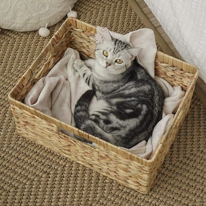 StorageWorks Wicker Baskets for Storage, Wicker Storage Baskets, 1-Pack | Water Hyacinth Wicker Storage Baskets for Shelves, Large Wicker Baskets for Organizing, Woven Basket for Storage,Large Basket