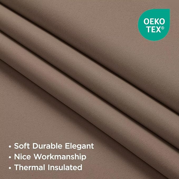 Joydeco 90 Inch Curtains for Bedroom, Blackout Curtains 90 Inches Long, Room Darkening Drapes for Living Room Window Rod Pocket Back Tab (W52 x L90 Inch, Khaki)