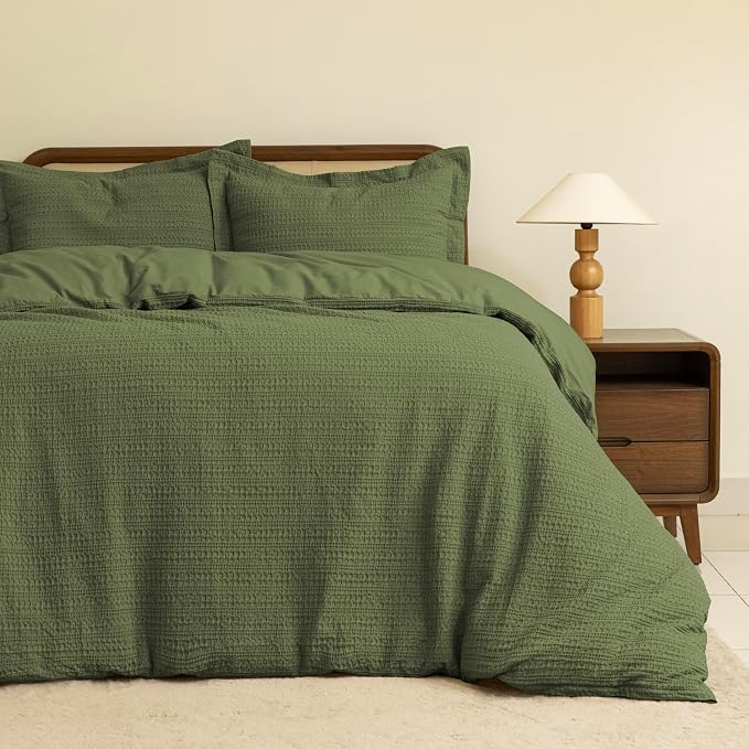 Dreamology Waffle Duvet Cover, King Duvet Covers,100% Cotton Waffle Weave | Duvet Covers with Zipper Closure, Soft,Breathable & Luxury Textured Duvet Cover Set,Bedding Set 3 Pieces (Green)