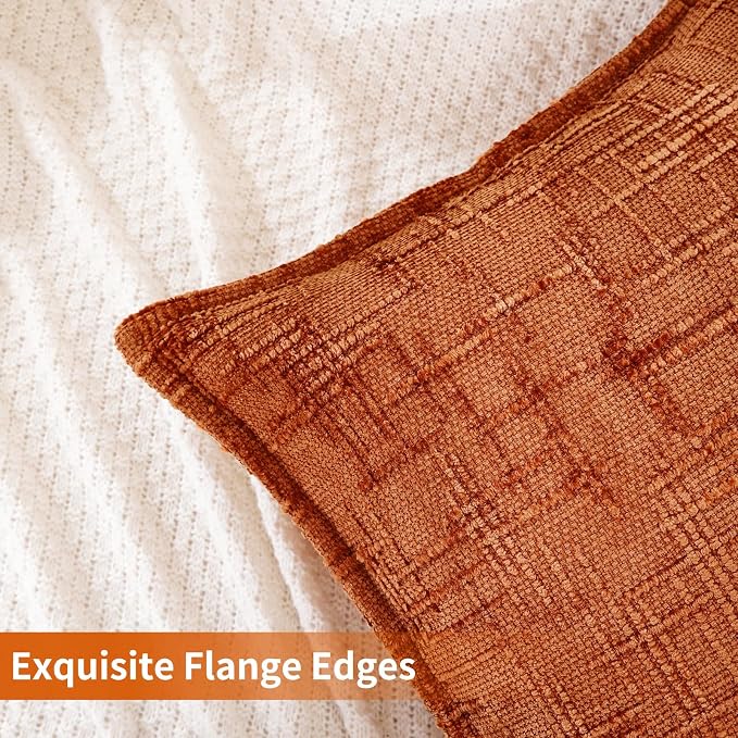 HPUK Chenille Throw Pillow Covers 18x18 Inch, Soft Woven Texture, Set of 2 | Plush woven texture, invisible zipper, couch sofa bed bedroom living room decor, square cushion covers, inserts not included