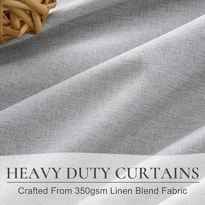 Light Grey Blackout Curtains 90 Inch Length 2 Panels Set for Bedroom, Modern Faux Linen Room Darkening Pleated Gray Burg with Rod Pocket Back Tab Insulated Curtain for Office Sunroom (50"Wx90"Lx2 )