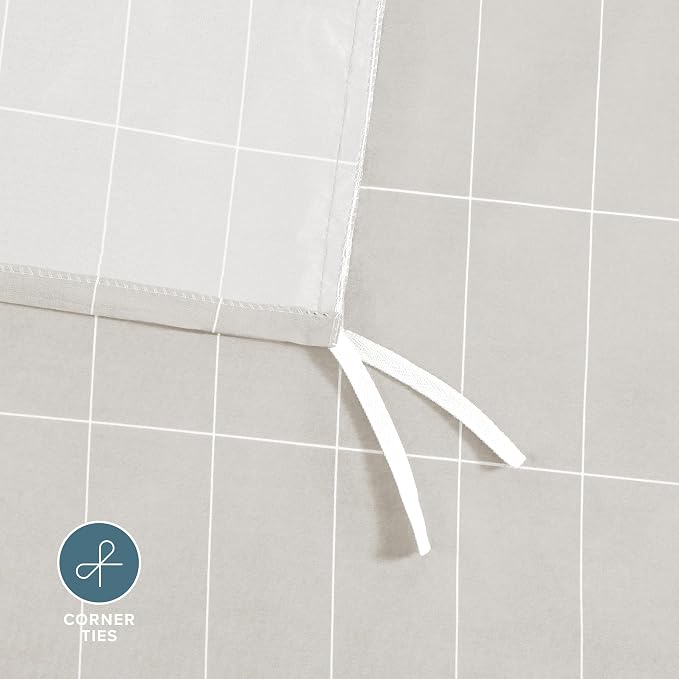 Bare Home Duvet Cover Set (Twin/Twin XL, Grid - Stone/White) | 1800 Ultra-Soft, Lightweight, Cooling, Breathable, Premium, All-Season