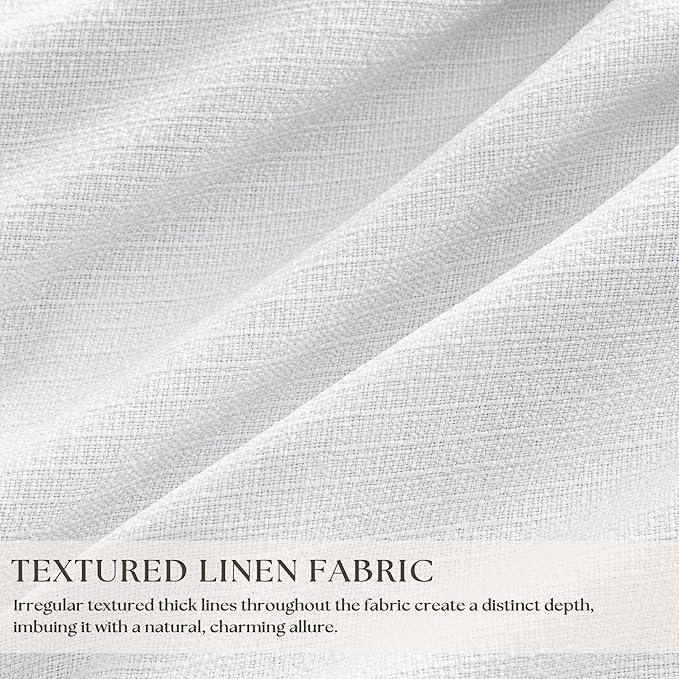 TWODRAPES Snow White Pleated Linen 100% Blackout Curtains 102 Inches Long | Pinch Pleat Back Tab, Linen Drapes with Liner, Black Out Thermal Insulated, Energy Saving Curtain for Living Room Bedroom