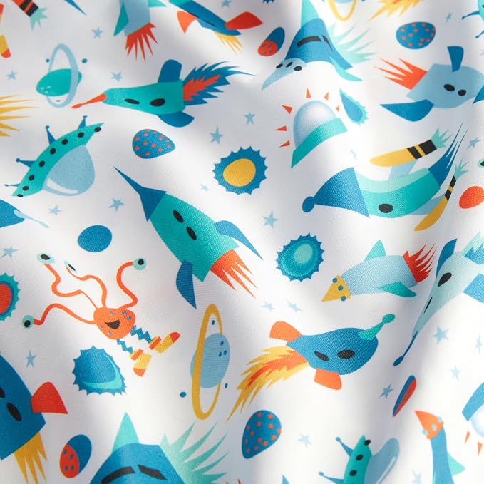 Amazon Basics Kid's Soft Easy-Wash Microfiber 4-Piece Sheet Set with Pillowcase, Full, Cosmic Adventure