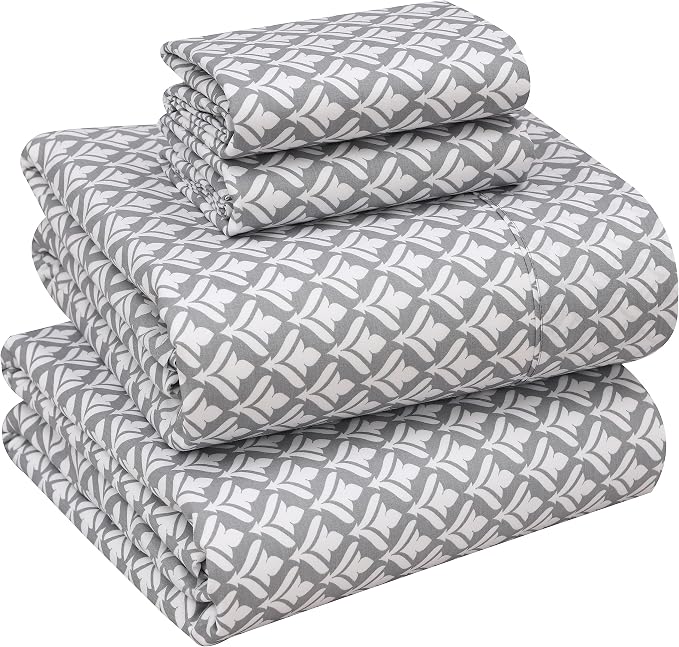 RUVANTI 100% Cotton Percale Sheets Full Size, Idiomatic Expression | Crisp Cooling, Deep Pocket 16", Soft Breathable & Durable, Hotel-Style, 4 Piece Set