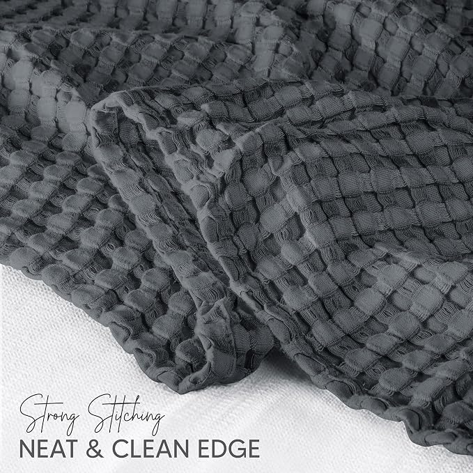 Utopia Bedding 100% Cotton Waffle Blanket Twin Size Charcoal, 90x72 Inch | Lightweight Breathable Cozy Summer Bed Blanket Home Decor Gift for Women and Men