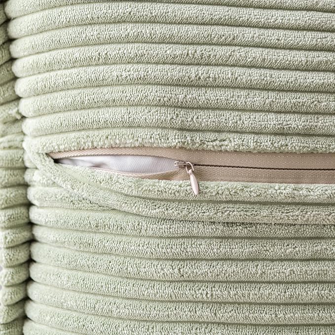 MIULEE Decorative Throw Pillow Covers for Couch 20x20 Inch Light Green | 2 Pack, Boho Broadside Striped Patchwork Pillow Covers, Soft Corduroy Cushion Cases, For Sofa Bed Livingroom Home Decor