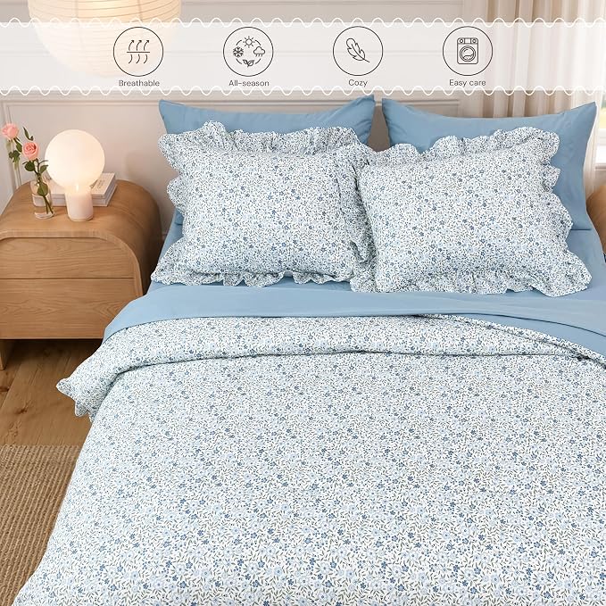 Full Size Comforter Sets-7 Pieces Floral Ruffle Bedding Set | Bloomhaven Full Size Comforter Sets-7 Pieces Floral Ruffle Bedding Set