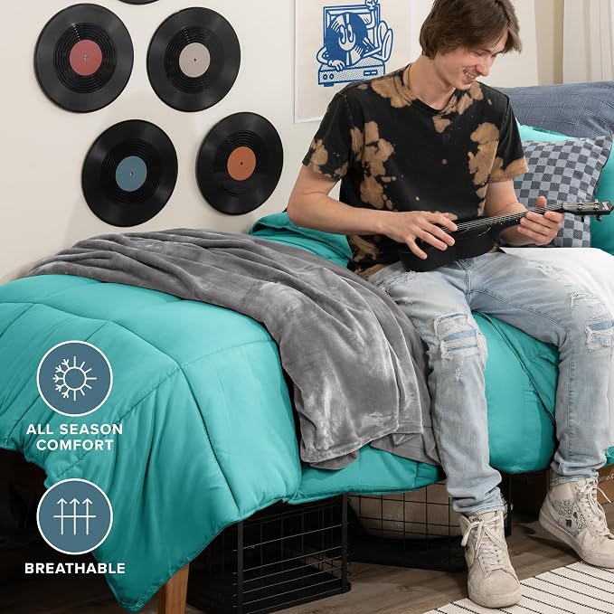 Bare Home Comforter Set - 1800 Ultra Soft (Twin/Twin XL, Turquoise) | All-Season, Breathable, Hypoallergenic, Premium 1800, Warm, Cozy