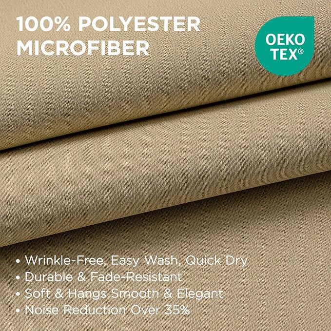 Joydeco Beige Blackout Curtains for Bedroom 54 Inch 2 Panels with Grommet | Thermal Insulated, Living Room Darkening Grommet Drapes, Noise Reducing, Light Blocking Window Treatments,52W x 54L Inch