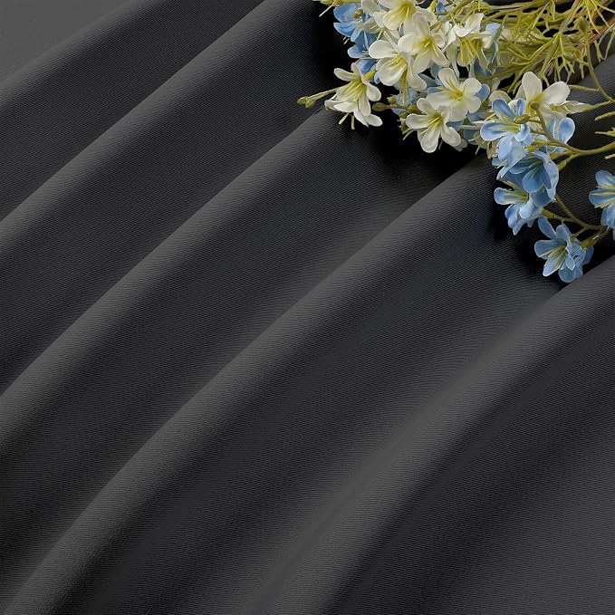 CUCRAF Dark Grey Blackout Curtains 63 inch Length 2 Panels Set, Rod Pocket Room Darkening Drapes for Bedroom Living Room, Insulated Thermal Light Blocking Window Curtain (W52 x L63 Inch)