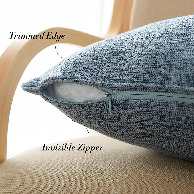 HPUK Throw Pillow Covers 20x20, Set of 2, Blue Solid Couch Pillow Covers | Polyester fabric, solid-color design, hidden zippers, machine washable, for sofas and beds, inserts not included