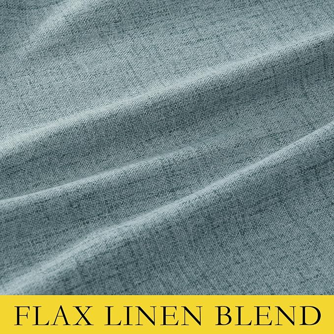 NICETOWN 100% Absolutely Blackout Linen Curtains with Thermal Insulated White Liner, Skylark Blue, 52 inches Wide, 63 inches Length Energy Saving Curtains for Cupboard 2 Panels Set, Vertical Blinds