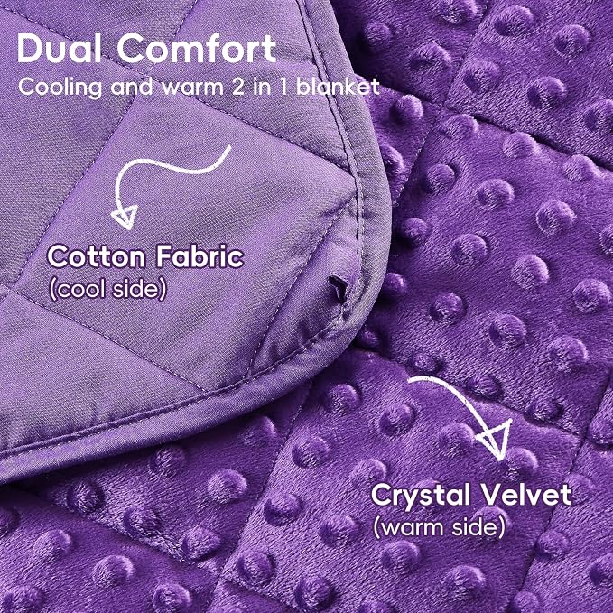 yescool Purple Weighted Blanket 3 lb Small Weighted Lap Blanket for Girls, Cooling Weighted Throw Blankets Minky Heavy Blankets, for 20-45lbs, 36 * 48in