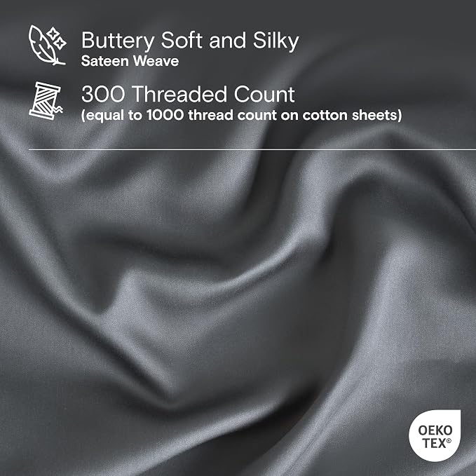 DOZ Duvet Cover Set, 100% Viscose derived from Bamboo, Organically Grown, Buttery Soft, Cooling Duvet Covers, High GSM, 1 Duvet Cover and 1 Pillowcase, 70"x90" (Storm, Twin/Twin XL)