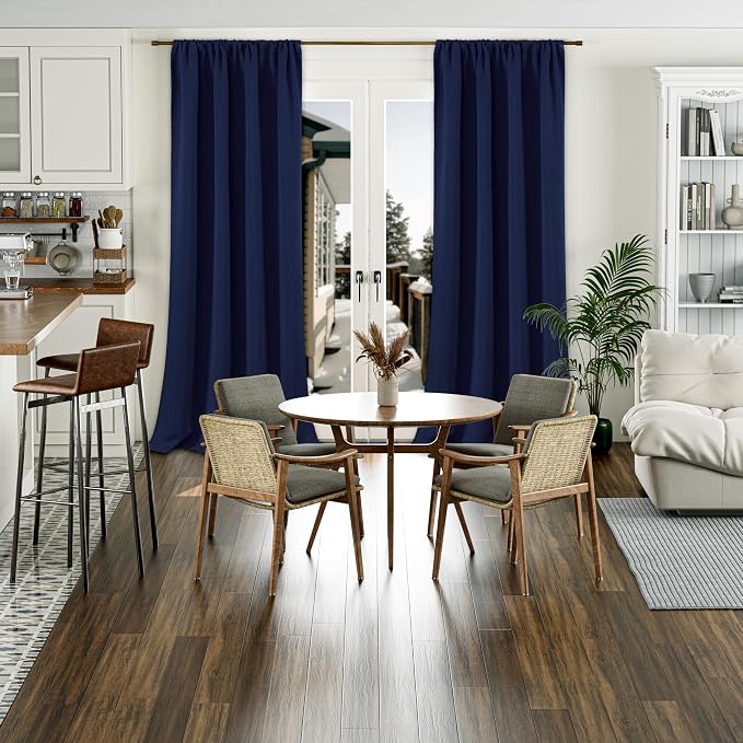 BGment Navy Blackout Curtains for Living Room 95 Inch Length 2 Panels | Thermal Insulated, Room Darkening Curtains, Rod Pocket Soundproof, Bedroom Window Curtains, 52 x 95 Inch
