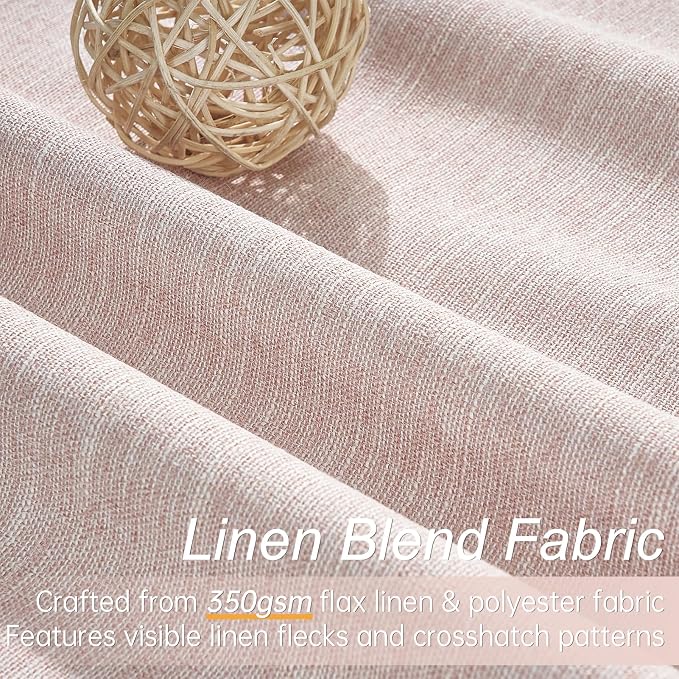 Topfinel Pink Linen Curtains 120 Inches Long for Girls Bedroom Living Room 100% Blackout Extra Long 120 Inch Length Curtains Drape Back Tab Window Panels Pink Blush Babys Nursery 2 Panels