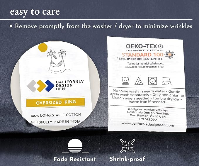 California Design Den Oversized King Duvet Cover, Indigo Dusty Blue | Duvet Cover Only, Comforter Not Included, Backed by Good Housekeeping Seal, Button Closure & Corner Ties