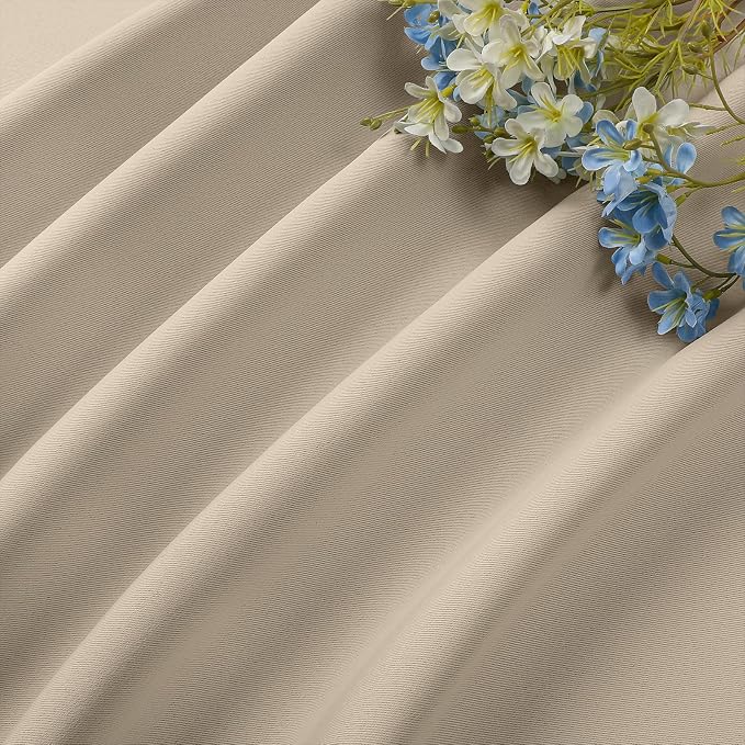 CUCRAF Light Beige Blackout Curtains 108 inch Length 2 Panels Set, Rod Pocket Room Darkening Drapes for Bedroom Living Room, Insulated Thermal Light Blocking Window Curtain (W52 x L108 Inch)