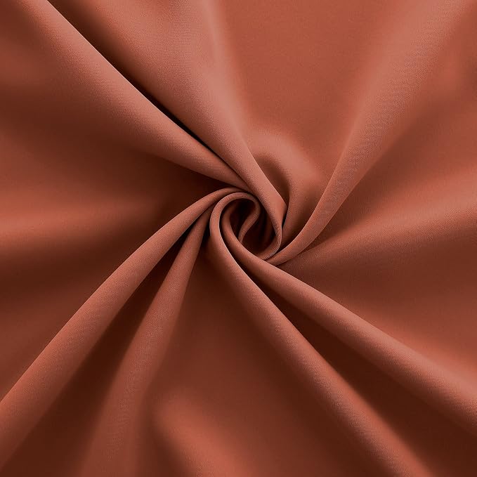 Dusty Burnt Orange Fall Curtains 63 Inch Length for Bedroom 2 Panels Set Blackout Grommet Mid Century Modern Thermal Insulated 70s Curtains for Living Room Window Office Workout Gym 42x63 Inches Long