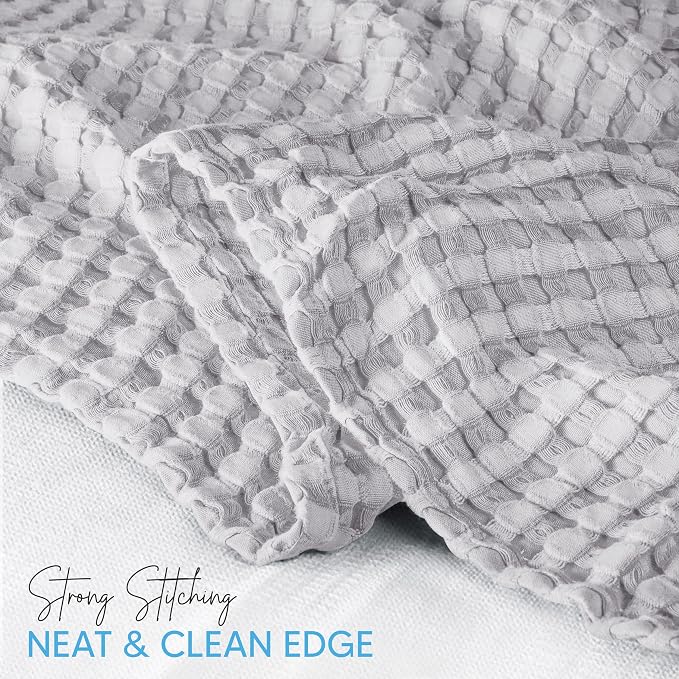Utopia Bedding 100% Cotton Waffle Blanket Queen Size Silver, 90x90 Inch | Lightweight Breathable Cozy Summer Bed Blanket Home Decor Gift for Women and Men