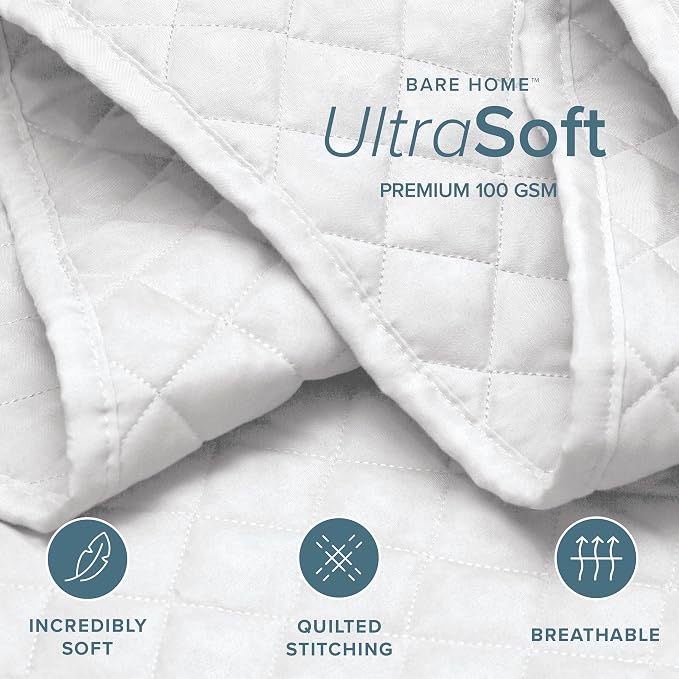 Bare Home Coverlet Set - King Size - Lightweight Bed Decor - Comforter Alternative - All-Season Quilted Bedspread (King, White)