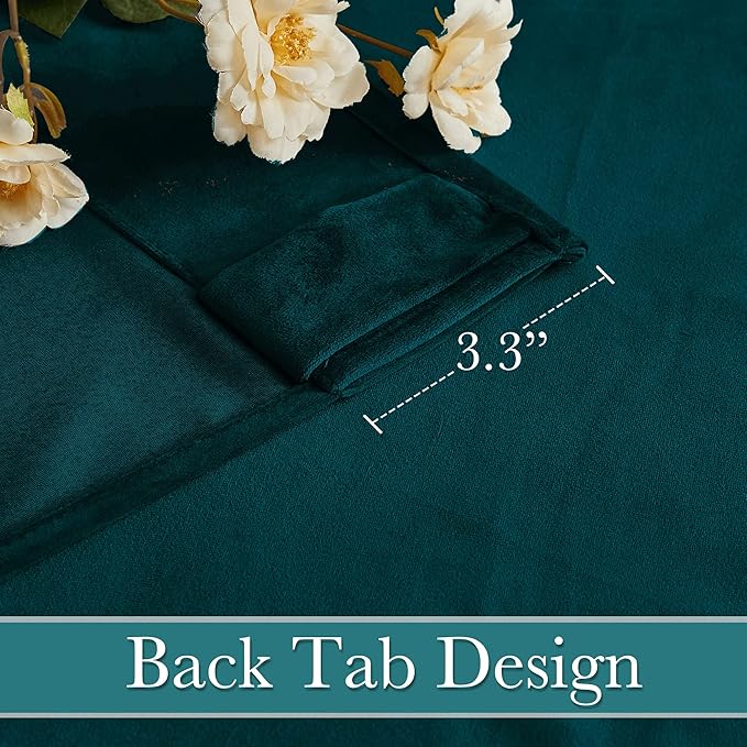 RYB HOME Teal Velvet Blackout Curtains 90 inches for Bedroom Living Room | Thermal Insulated, Privacy UV Block, Noise Reducing, Energy Saving, Luxury Window Decor for Dining Room, W52 x L90, 2 Panels