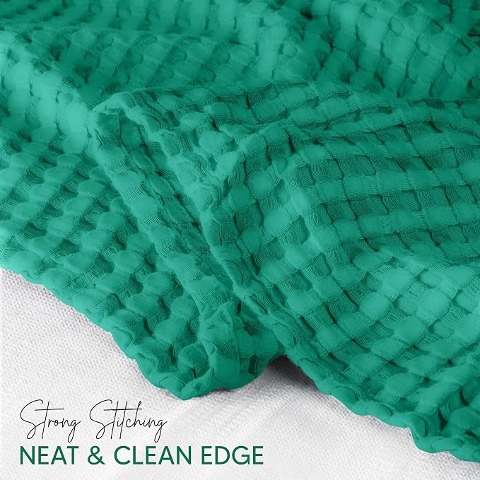 Utopia Bedding 100% Cotton Waffle Blanket Queen Emerald Green, 90x90 Inch | Lightweight Breathable Cozy Summer Bed Blanket Home Decor Gift for Women and Men