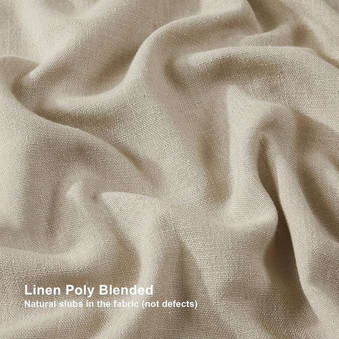 Vision Home Sand Pinch Pleated Full Blackout Curtains Linen Blended Room Darkening Window Curtains 84 inch for Living Room Bedroom Thermal Insulated Pinch Pleat Drapes with Hooks 2 Panel 40" Wx84 L