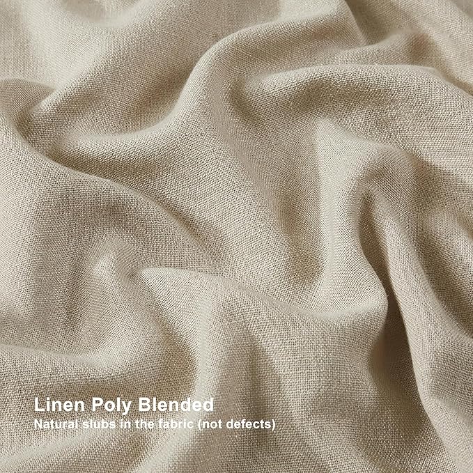 Vision Home Sand Pinch Pleated Full Blackout Curtains Linen Blended Room Darkening Window Curtains 120 inch for Living Room Bedroom Thermal Insulated Pinch Pleat Drapes with Hooks 10ft 40" Wx120 Lx2