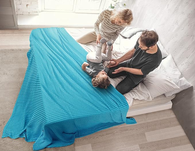 Utopia Bedding 100% Cotton Waffle Blanket Twin Size Teal, 90x72 Inch | Lightweight Breathable Cozy Summer Bed Blanket Home Decor Gift for Women and Men