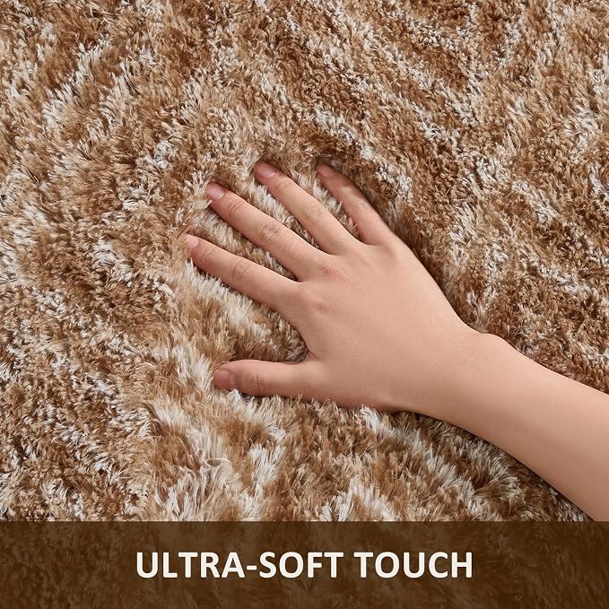 Ophanie Area Rugs for Bedroom Living Room,Color Brown and White,Size 6' x 9',Shape Rectangular