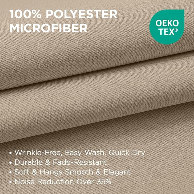 Joydeco Blackout Curtains 90 Inch Length 2 Panels Set, Thermal Insulated Long Curtains& Drapes 2 Burg, Room Darkening Grommet Drapes for Living Room Bedroom Window (W52 x L90 Inch, Light Beige)