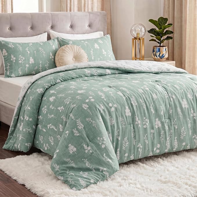 Utopia Bedding 3 Pc King Comforter Set, Printed Comforter, Meadow Mist | Comforter Set Includes Comforter (90x102) Inches, 2 Shams (20x36) Inches. Soft Microfiber Down Alternative, Machine Washable.