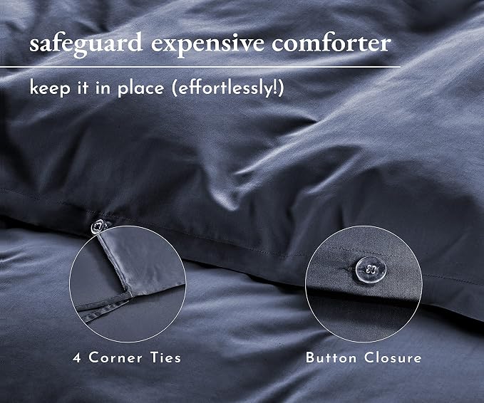 California Design Den Oversized King Duvet Cover, Indigo Dusty Blue | Duvet Cover Only, Comforter Not Included, Backed by Good Housekeeping Seal, Button Closure & Corner Ties