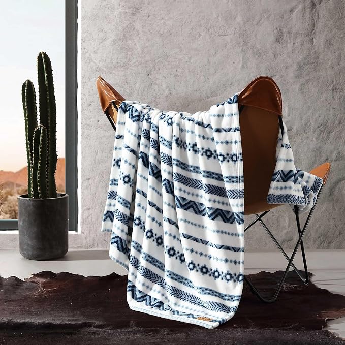 Wrangler - Blanket, Super Soft Sherpa Bedding, Yellowstone Inspired Throw Blanket for Couch or Bed (Diamond Trail Blue, 50" x 60")