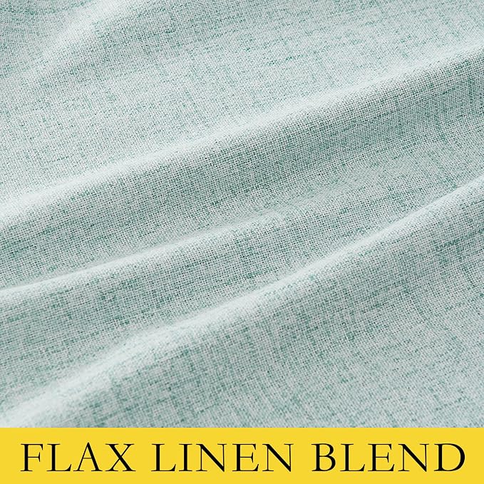 NICETOWN 100% Blackout Linen Curtains 72 inch Long 2 Panels, Seafoam Green | Thick Flax, Thermal Insulated, Classic Back Tab, Privacy Draperies for Light-Sensitive Sleepers, W52" x L72" per Panel