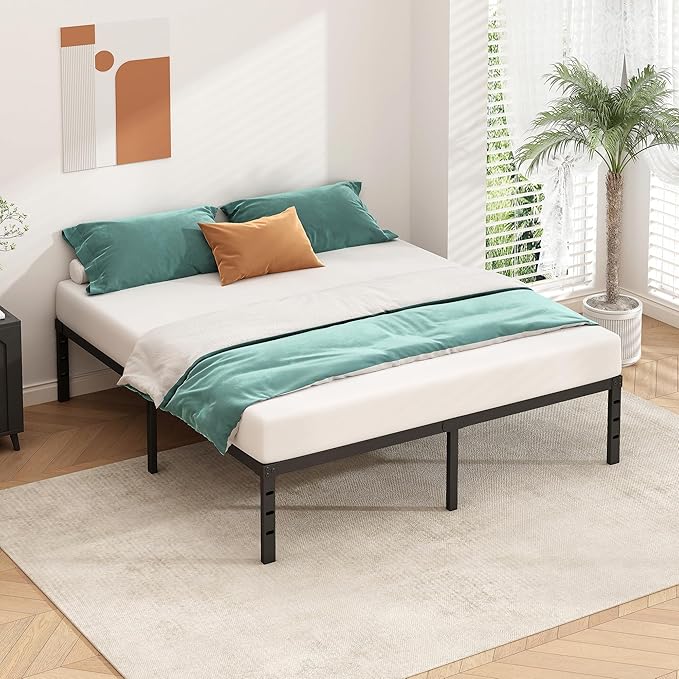 HLIPHA Metal Platform Bed Frame 14 Inch Tall,No Box Spring Needed,Full Size Bed with Heavy Duty Strong Support Slats,Easy to Assemble,Black