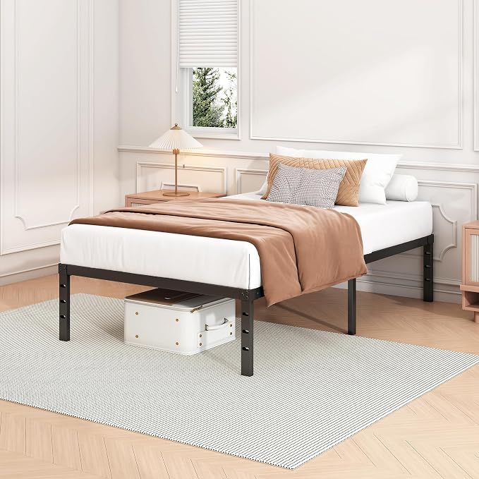 Hafenpo 14 Inch Twin Bed Frame, Under Bed Storage, Black | Sturdy Metal Platform Twin Size, No Box Spring Needed, Heavy Duty, Easy Assembly, Strong Bearing Capacity