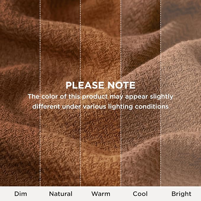 Bedsure 100% Cotton Blanket, Herringbone Weave, Throw XL, Burnt Orange | Cooling, Breathable, Lightweight, Soft, Ideal for Summer Nights, Throw Blankets for Couch, Office Chair, 50x70 Inches